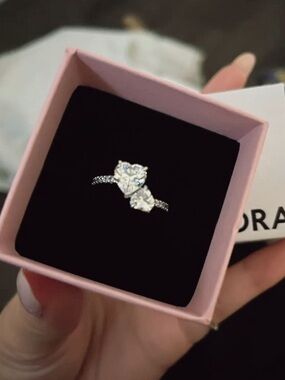 Pandora Silver Heart-Cut Clear CZ Ring